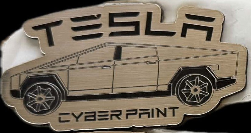 Cybertruck Metallic Patch Trucker Hat – Black Mesh – Tesla-Inspired Cyber Paint snap back hat. - PS Custom Creations